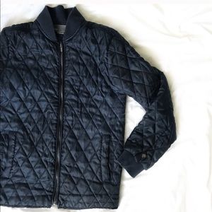 VINCE Navy Quilted Bomber Jacket